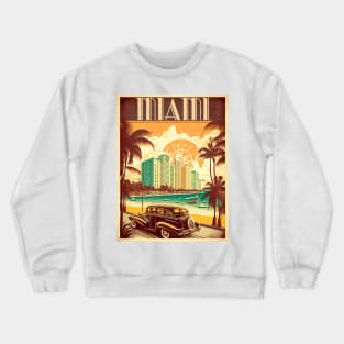 Miami Beach Vintage Travel Art Poster Crewneck Sweatshirt